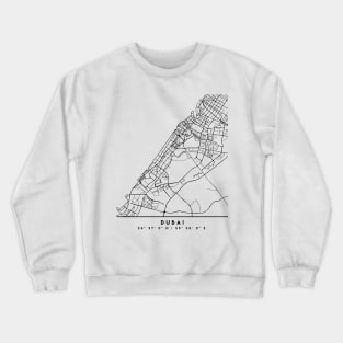 DUBAI UAE DESIGNER BLACK CITY STREET MAP ART Crewneck Sweatshirt